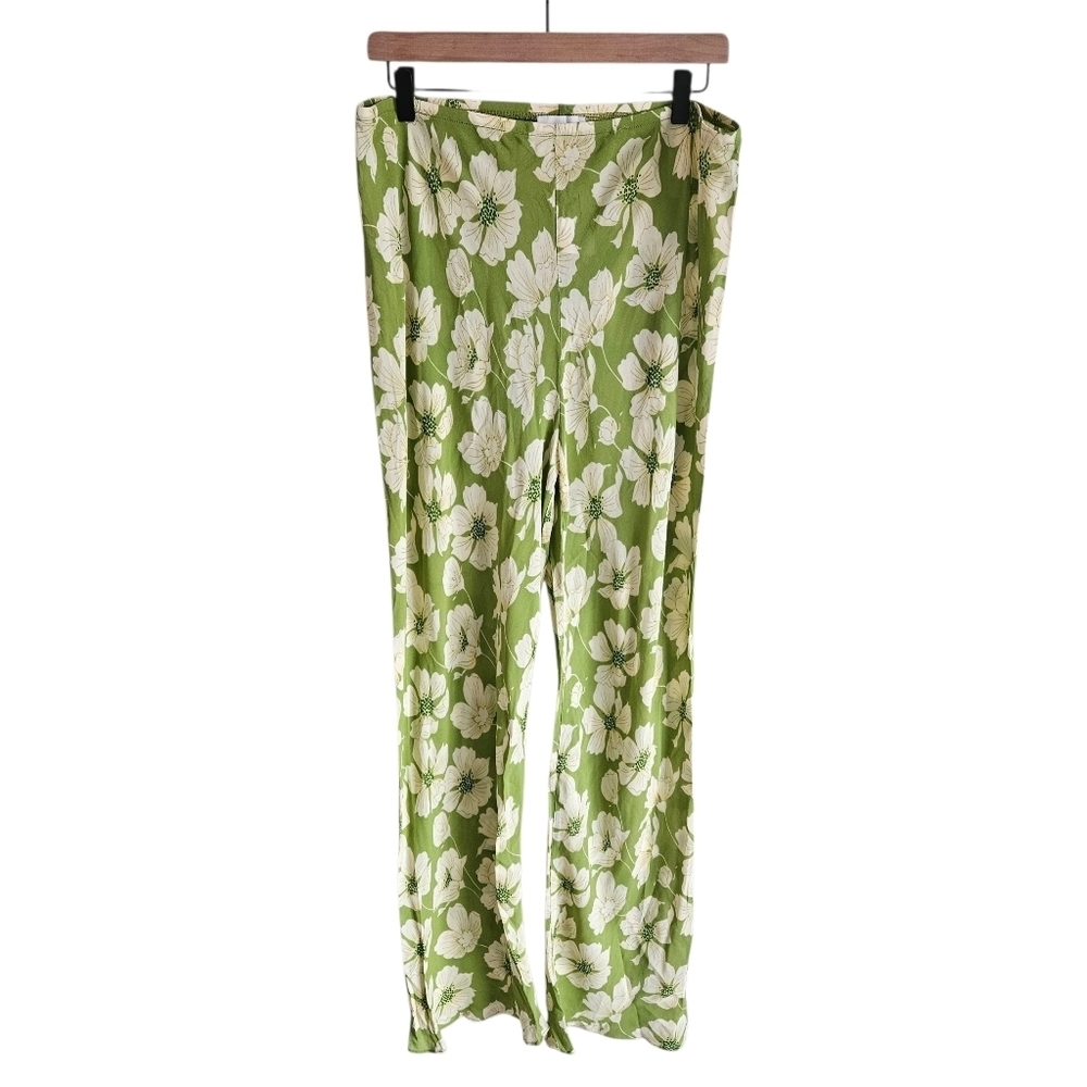 Reformation Green Floral Gale Sheer Mid Rise Bias Pant In Lovebird - Picture 2 of 14